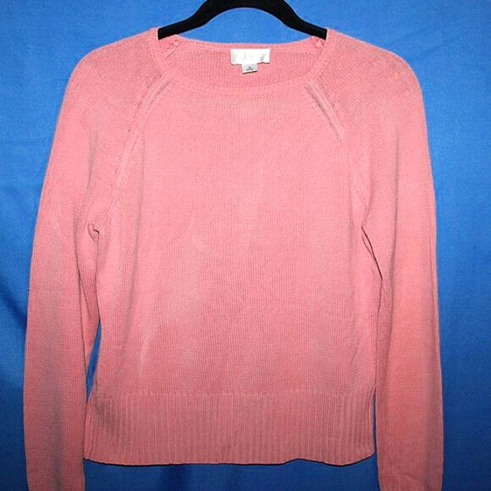 LOFT Pastel Pink Crewneck Raglan Sweater Medium - Picture 2 of 4